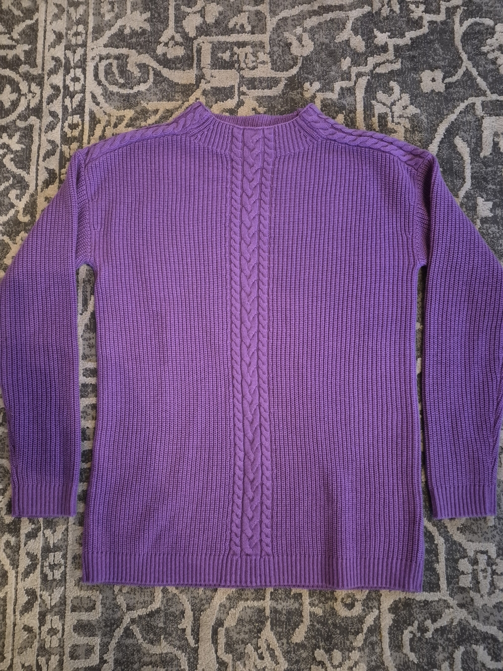 Talbots Purple Cable-Knit Crewneck Sweater Size S